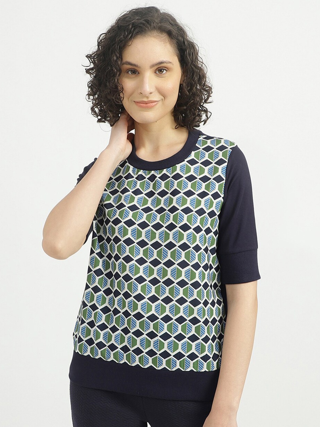 

United Colors of Benetton Women Multicoloured Geometric Print Top, Multi