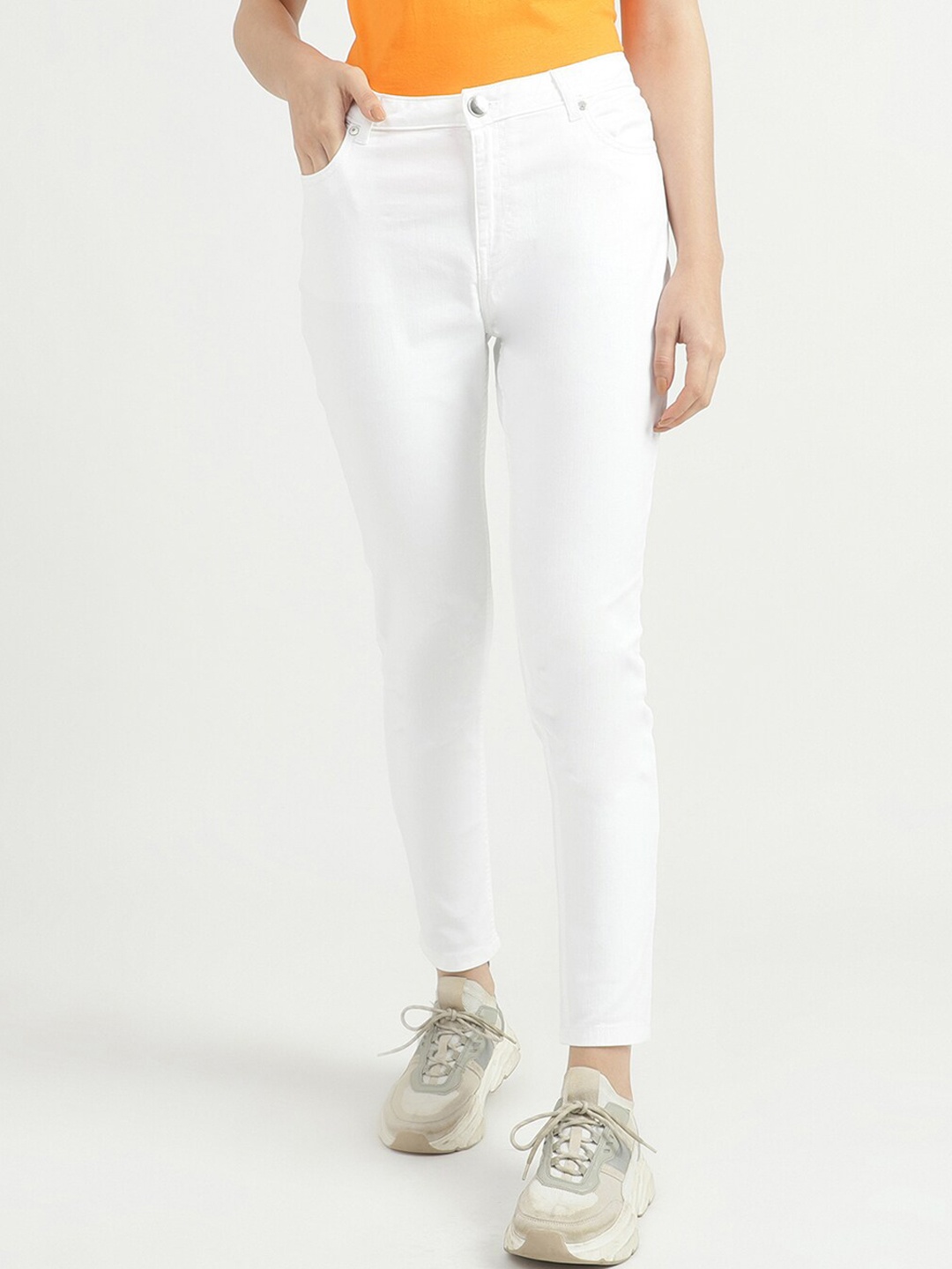 United Colors of Benetton Women Skinny Fit Cotton Jeans, White - buy at ...