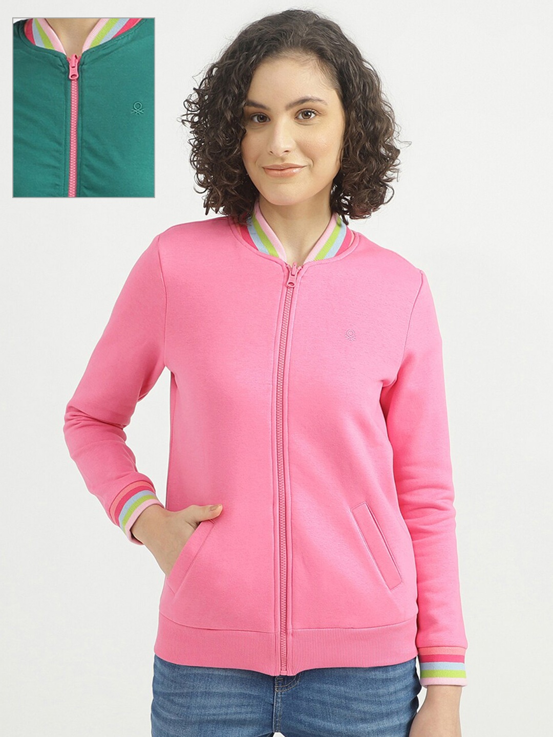 

United Colors of Benetton Women Pack of 2 Pink & Green Sweatshirts