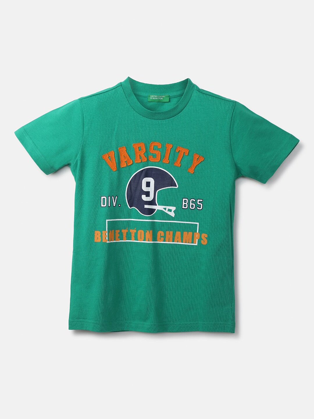 

United Colors of Benetton Boys Green Typography Printed T-shirt