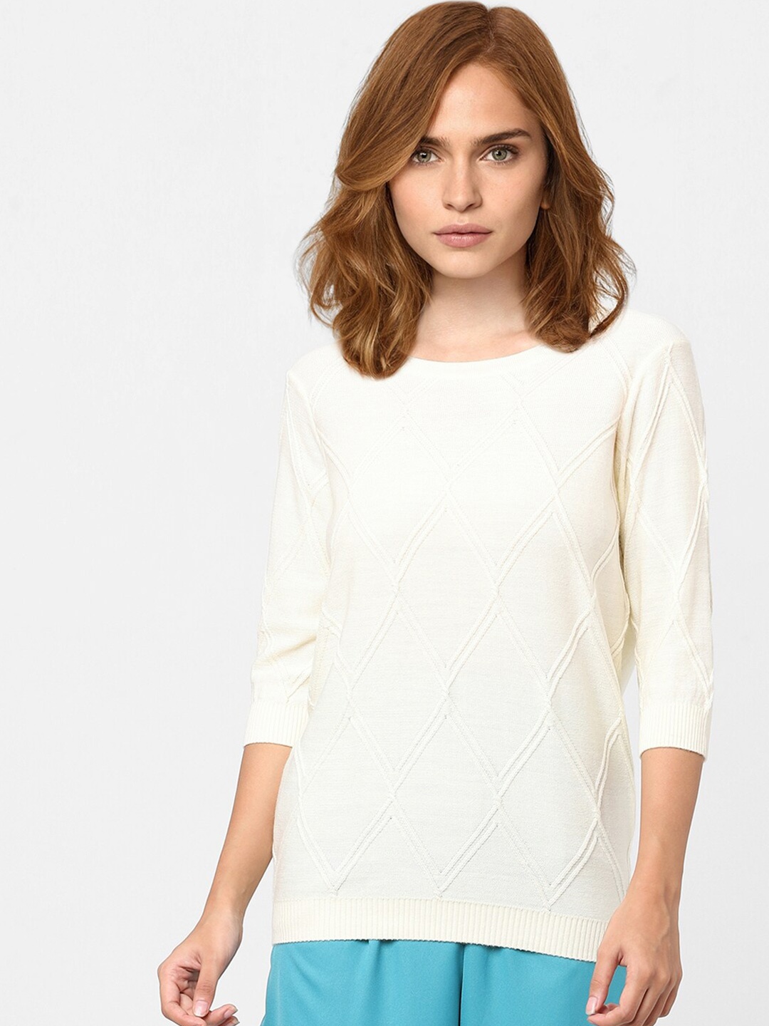

Vero Moda Women Beige Cable Knit Pullover