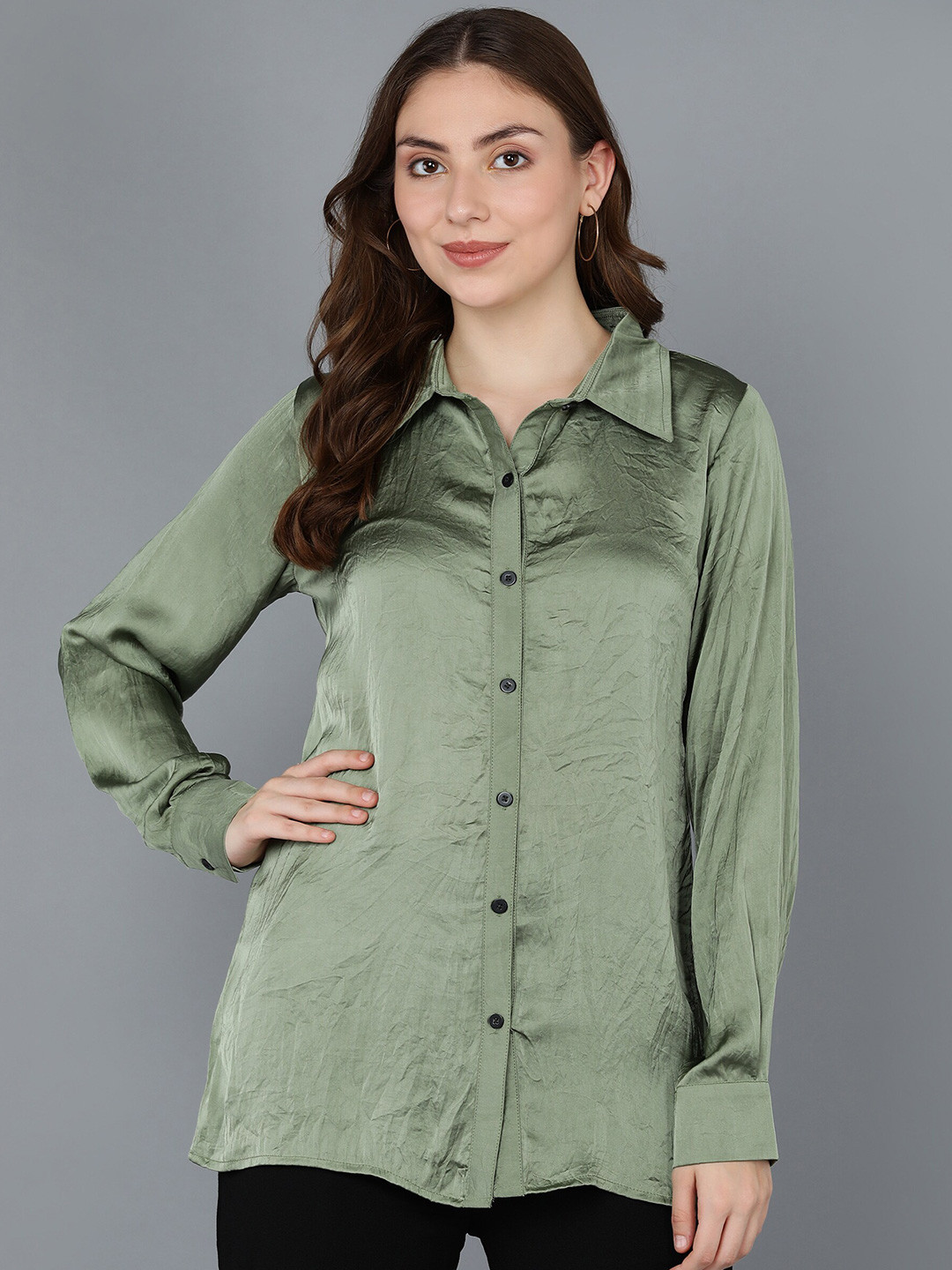 

Fashfun Women Green Solid Casual Shirt