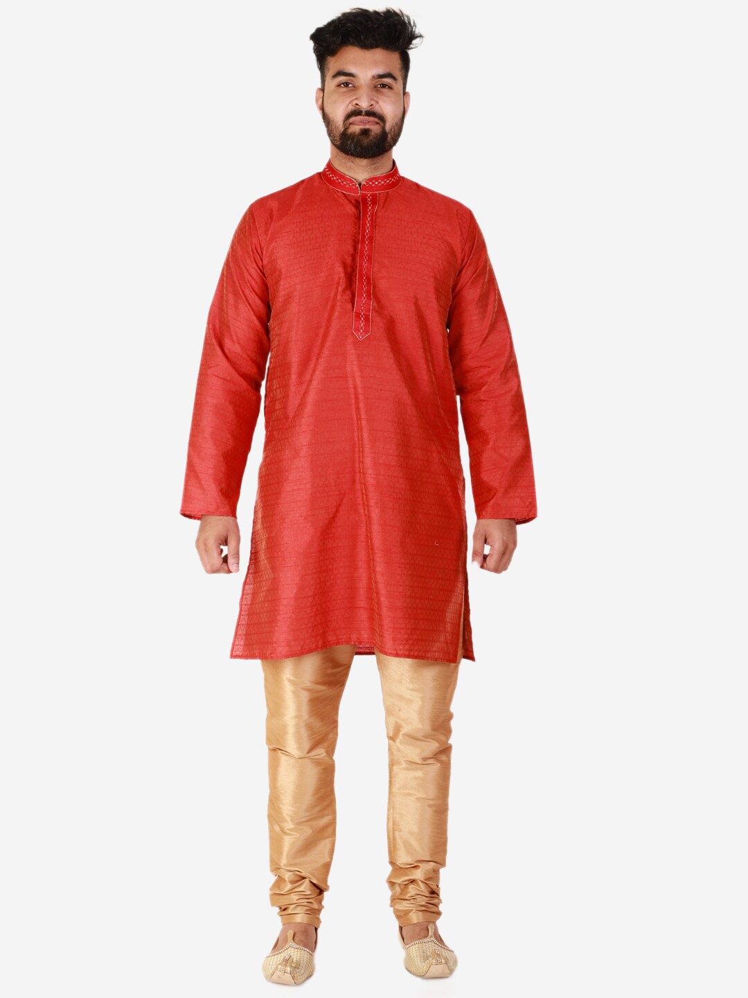 

Pro-Ethic STYLE DEVELOPER Men Pure Silk Kurta with Pyjamas, Red