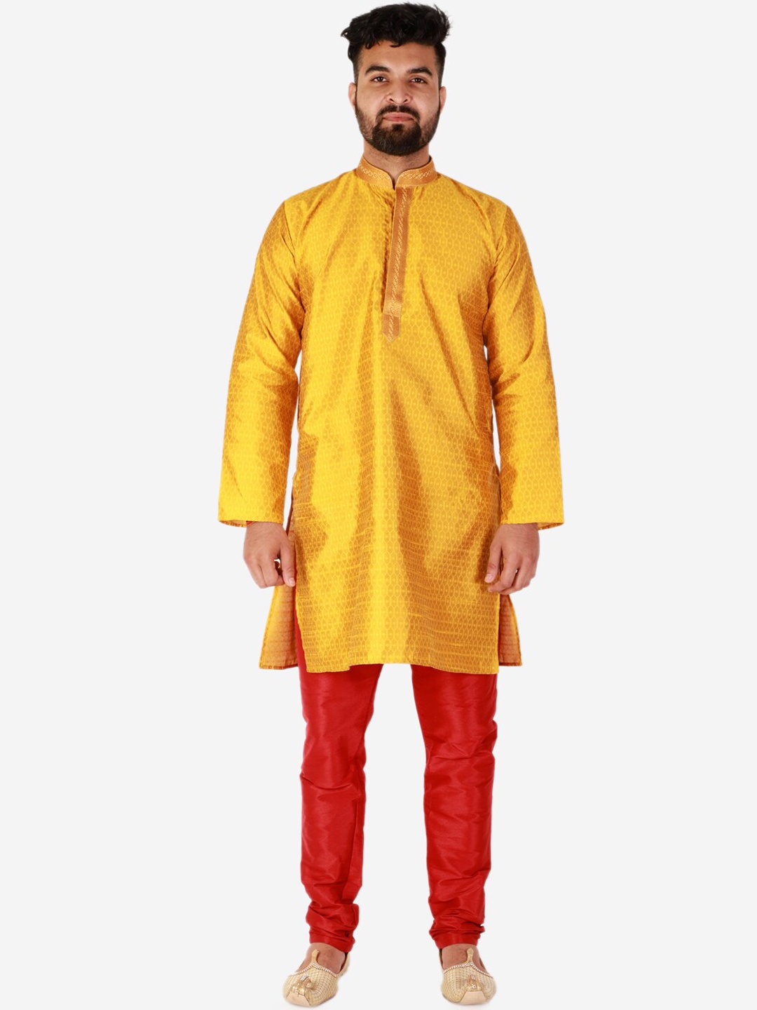 

Pro-Ethic STYLE DEVELOPER Men Pure Silk Kurta with Pyjamas, Gold