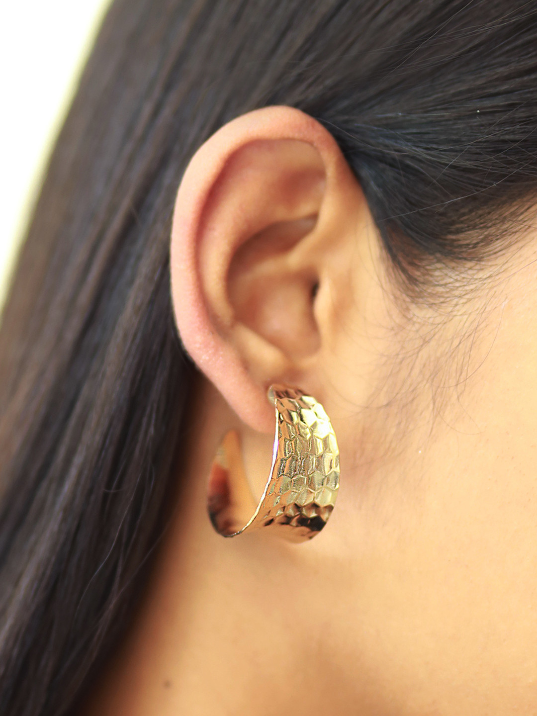 

Ayesha Women Textured Oversized Open Hoop Earrings, Gold