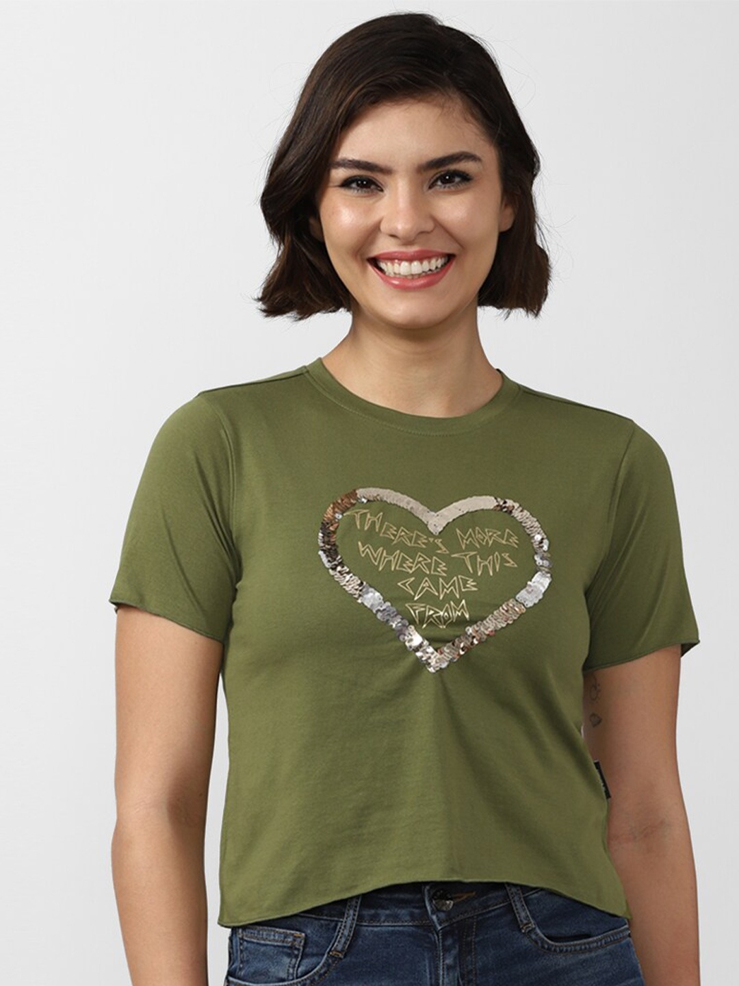 

FOREVER 21 Green Print Top