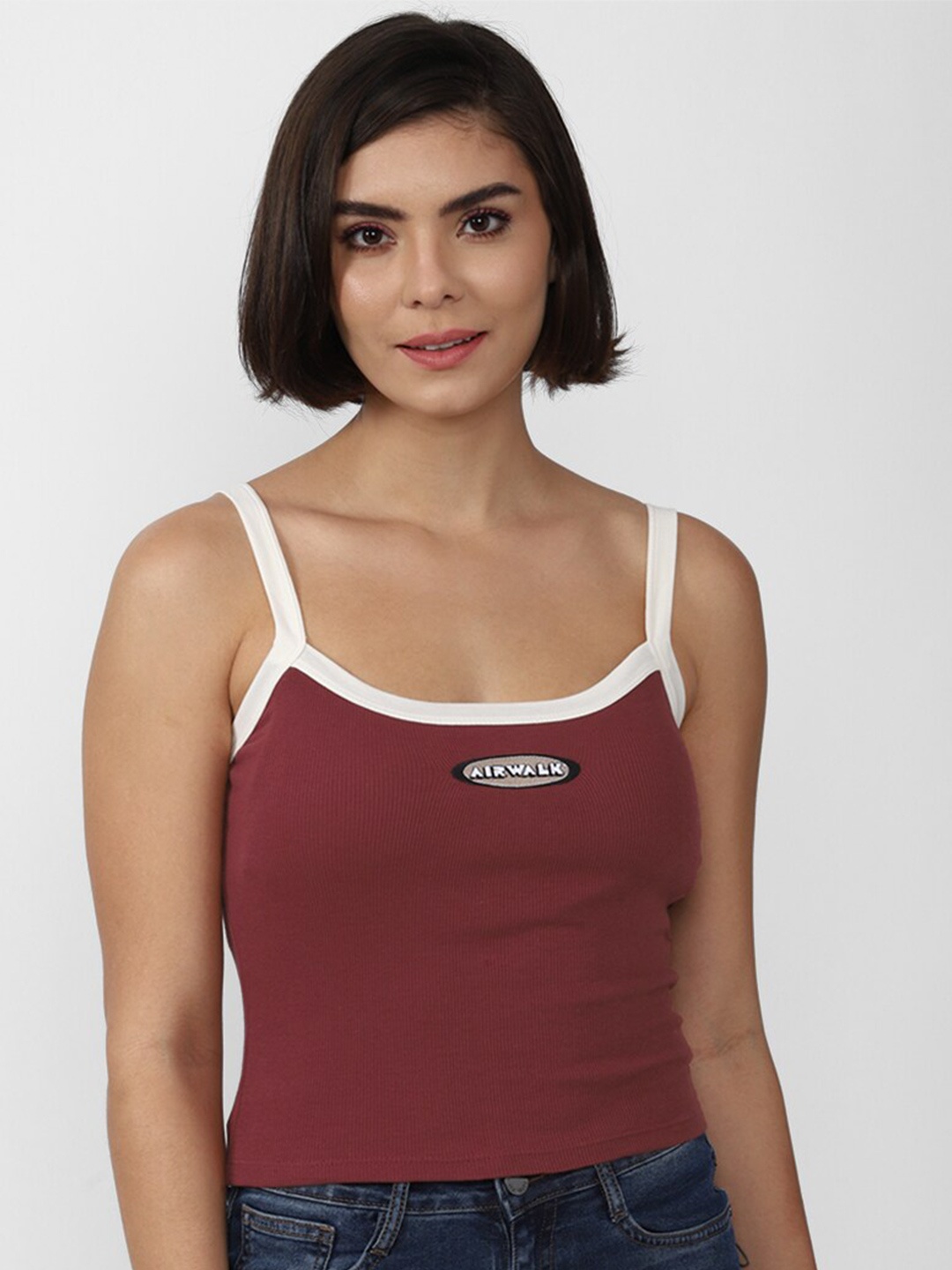 

FOREVER 21 Women Maroon Tank Top