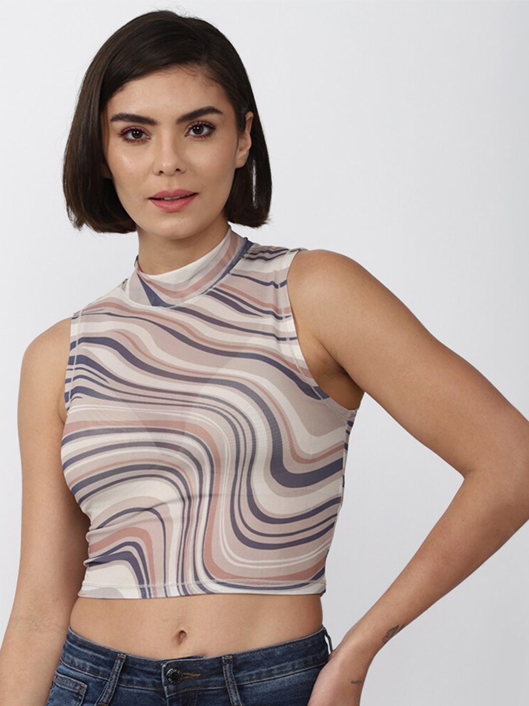 

FOREVER 21 Multicoloured Animal Print Crop Top, Multi