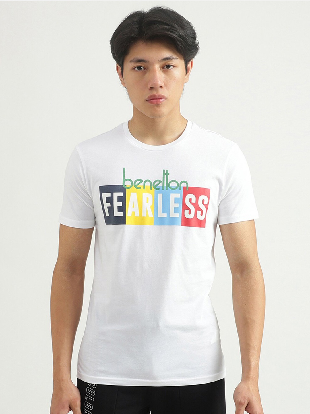 

United Colors of Benetton Men White Typography Printed T-shirt