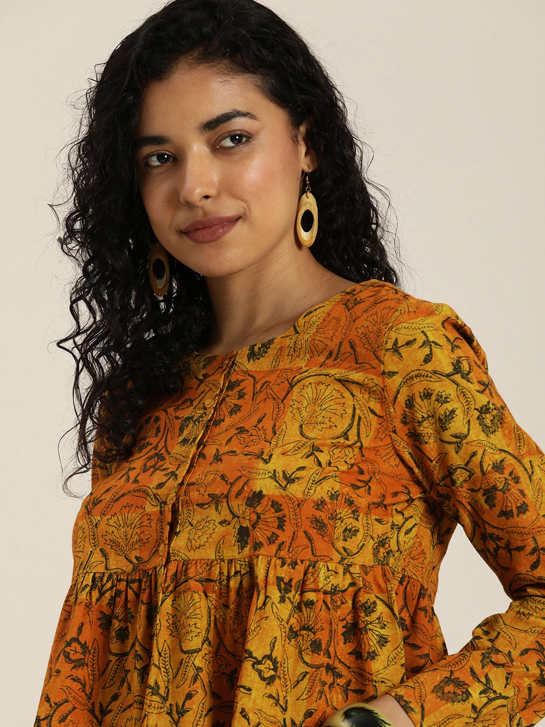 

Taavi Sanganeri Floral Printed Empire Top, Rust