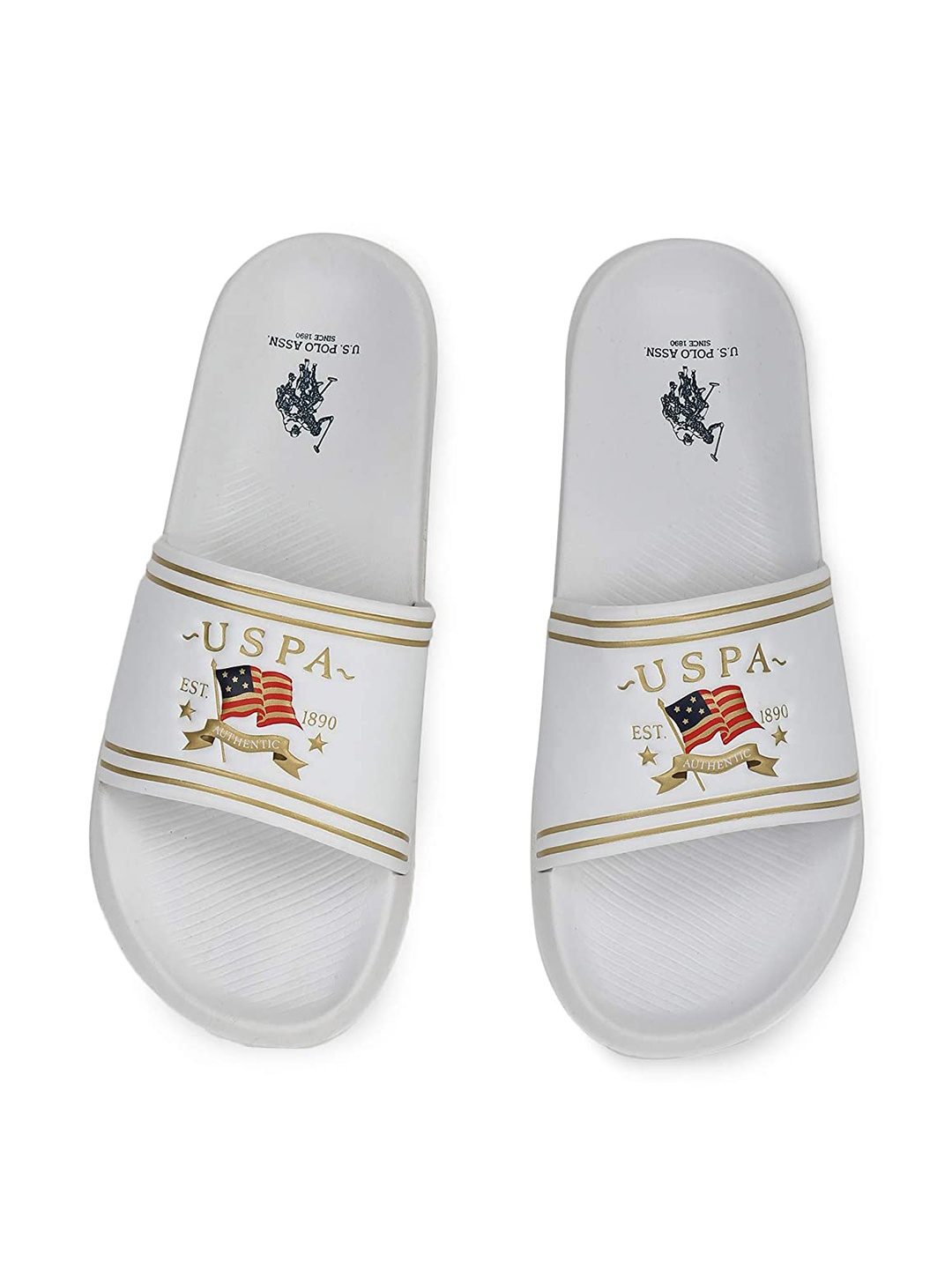 

U S Polo Assn Men Printed Flip Flops Sliders, Off white