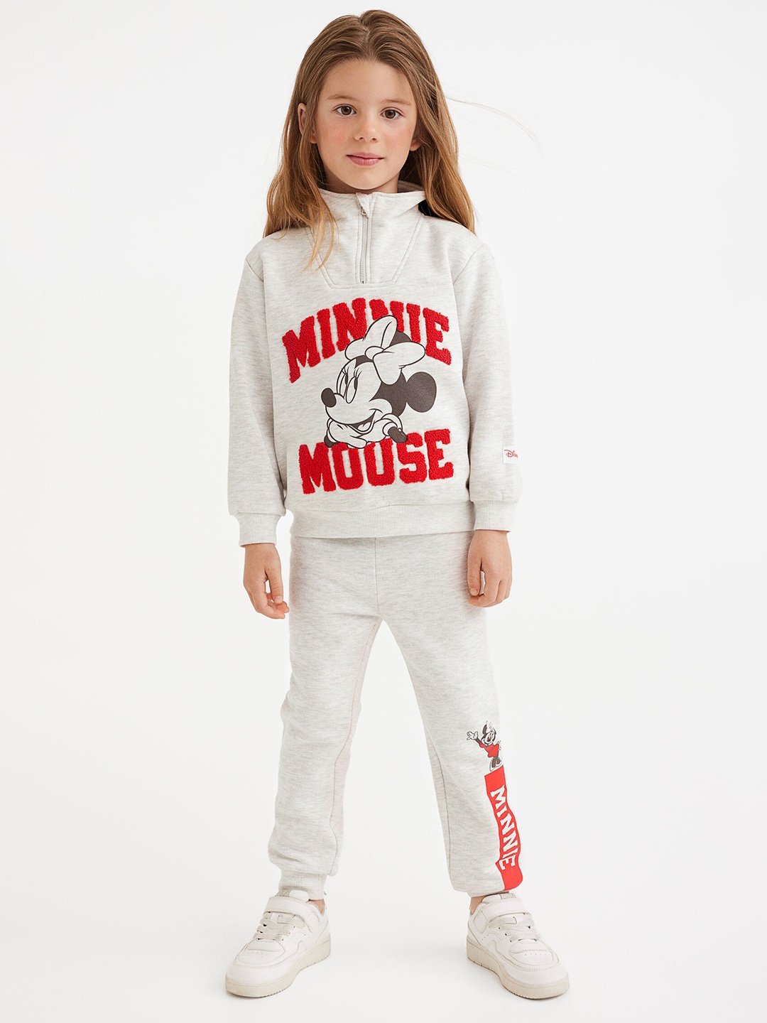 

H&M Girls 2-Piece Minnie Mouse Printed Set, Grey