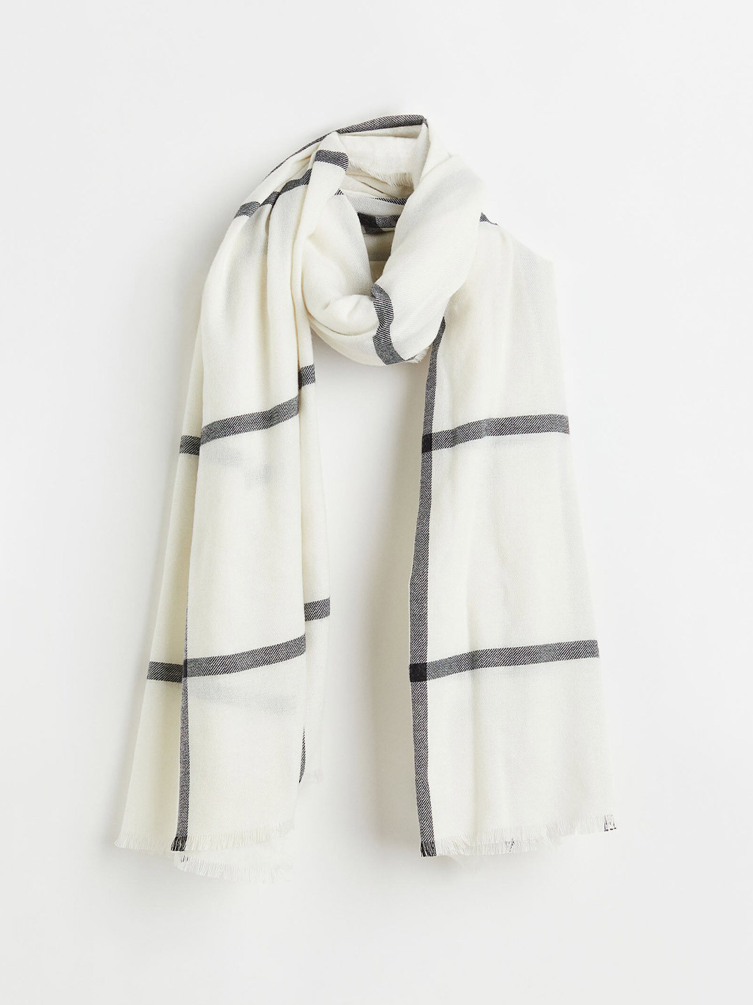 

H&M Women White & Black Jacquard-Weave Scarf