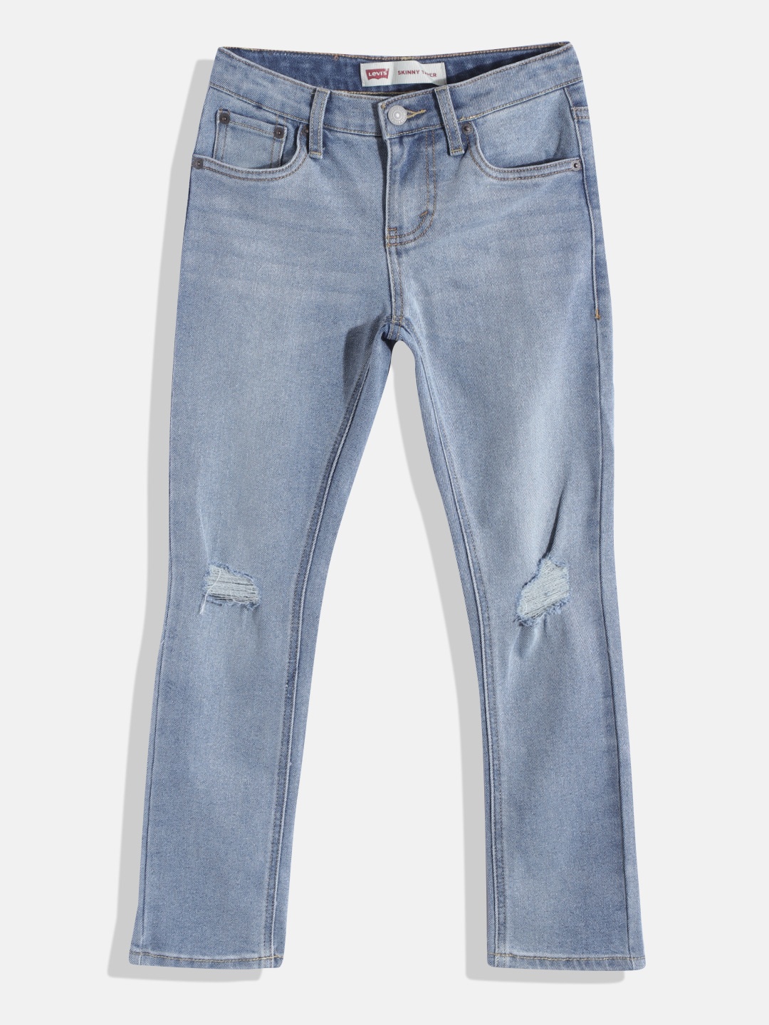 

Levis Boys Blue Skinny Tapered Fit Slash Knee Light Fade Stretchable Jeans