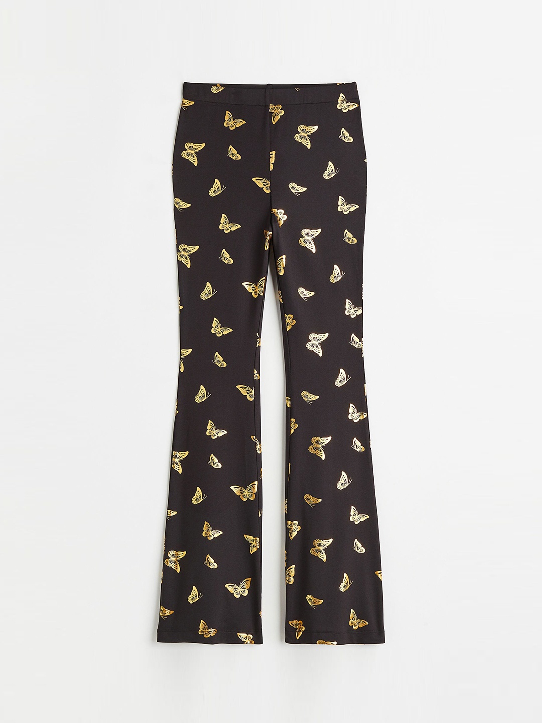 

H&M Women Black & Gold Flared Leggings