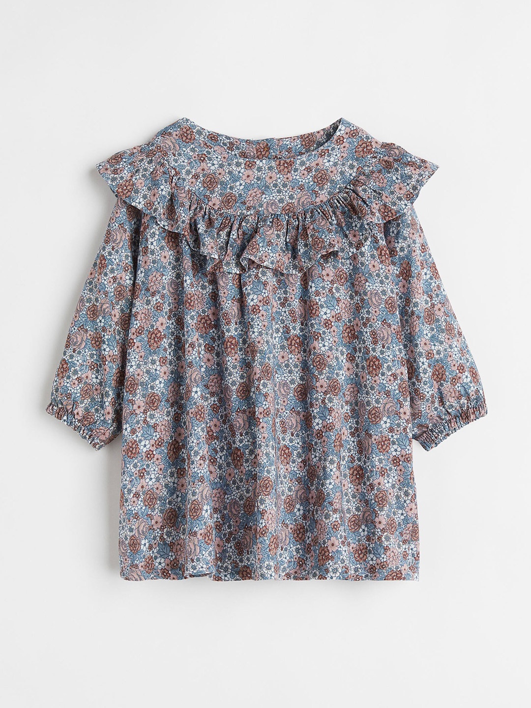 

H&M Girls Flounce-Trimmed Dress, Blue