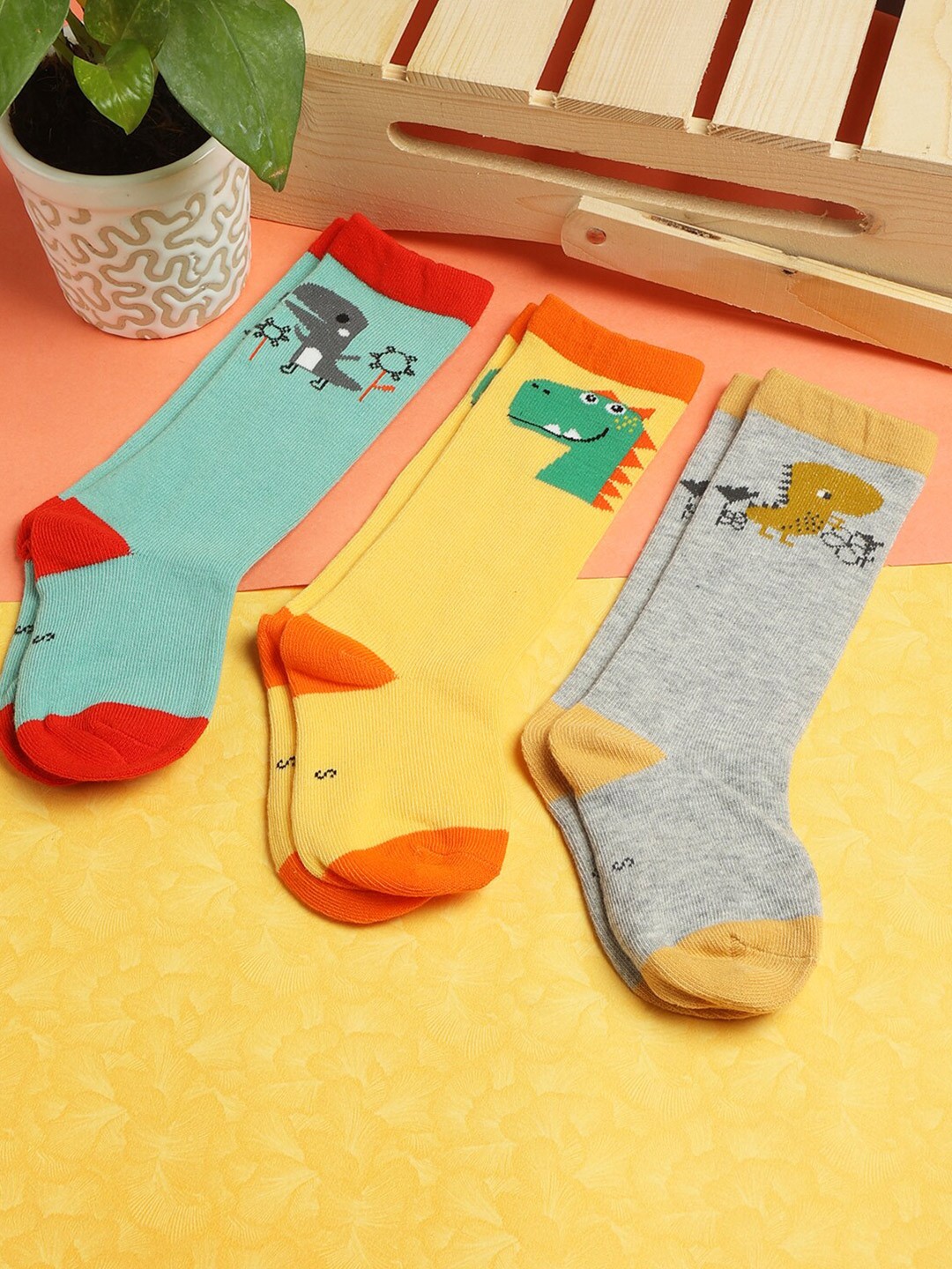 

PASSION PETALS Kids Pack Of 3 Patterned Ankle-Length Socks, Blue