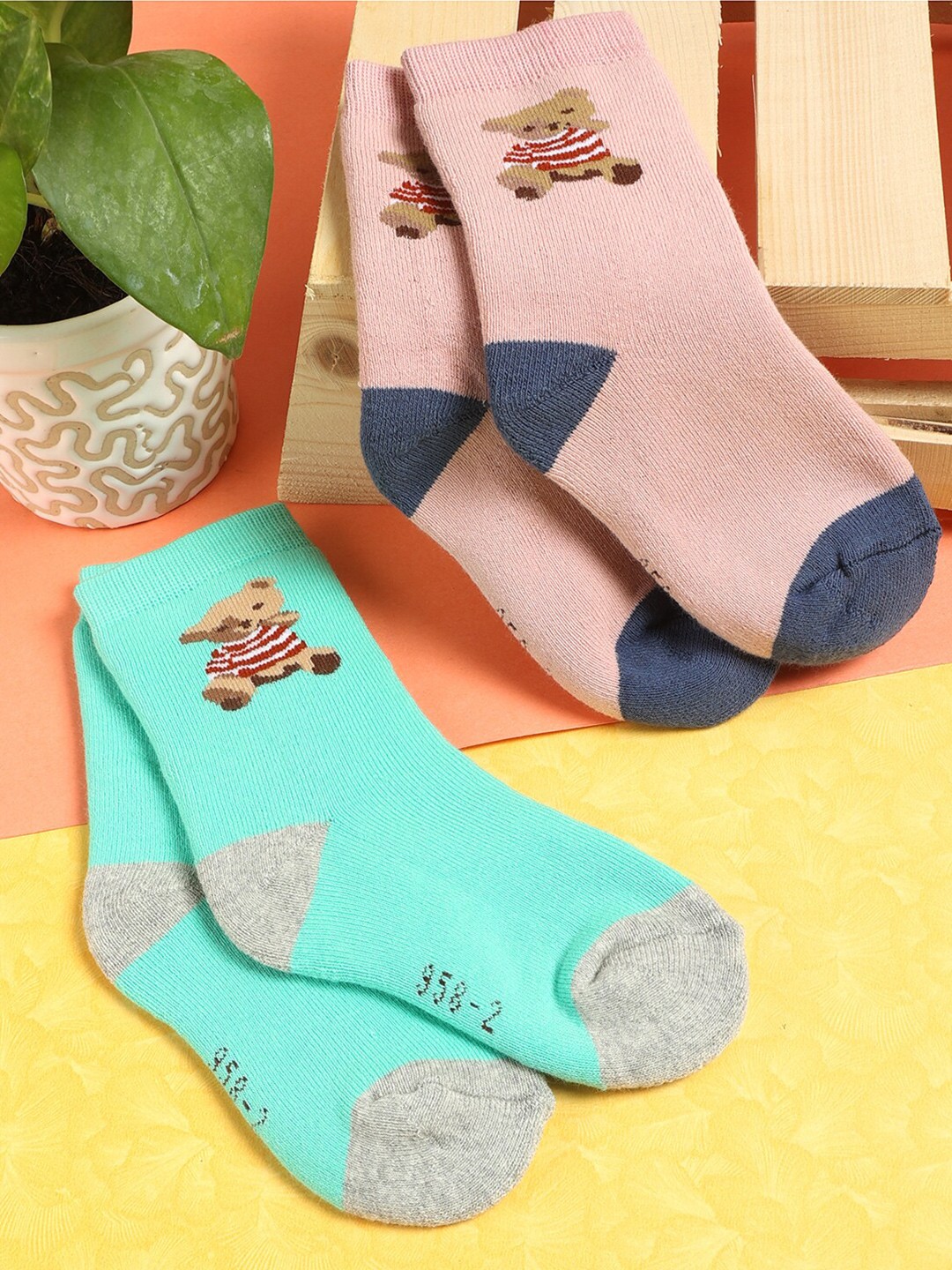 

PASSION PETALS Pack of 2 Girls Patterened Socks, Blue