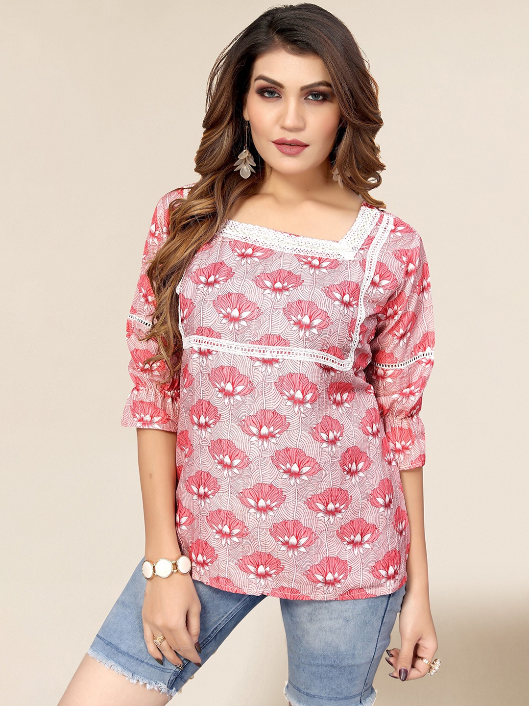 

Winza Designer Pink Print Top