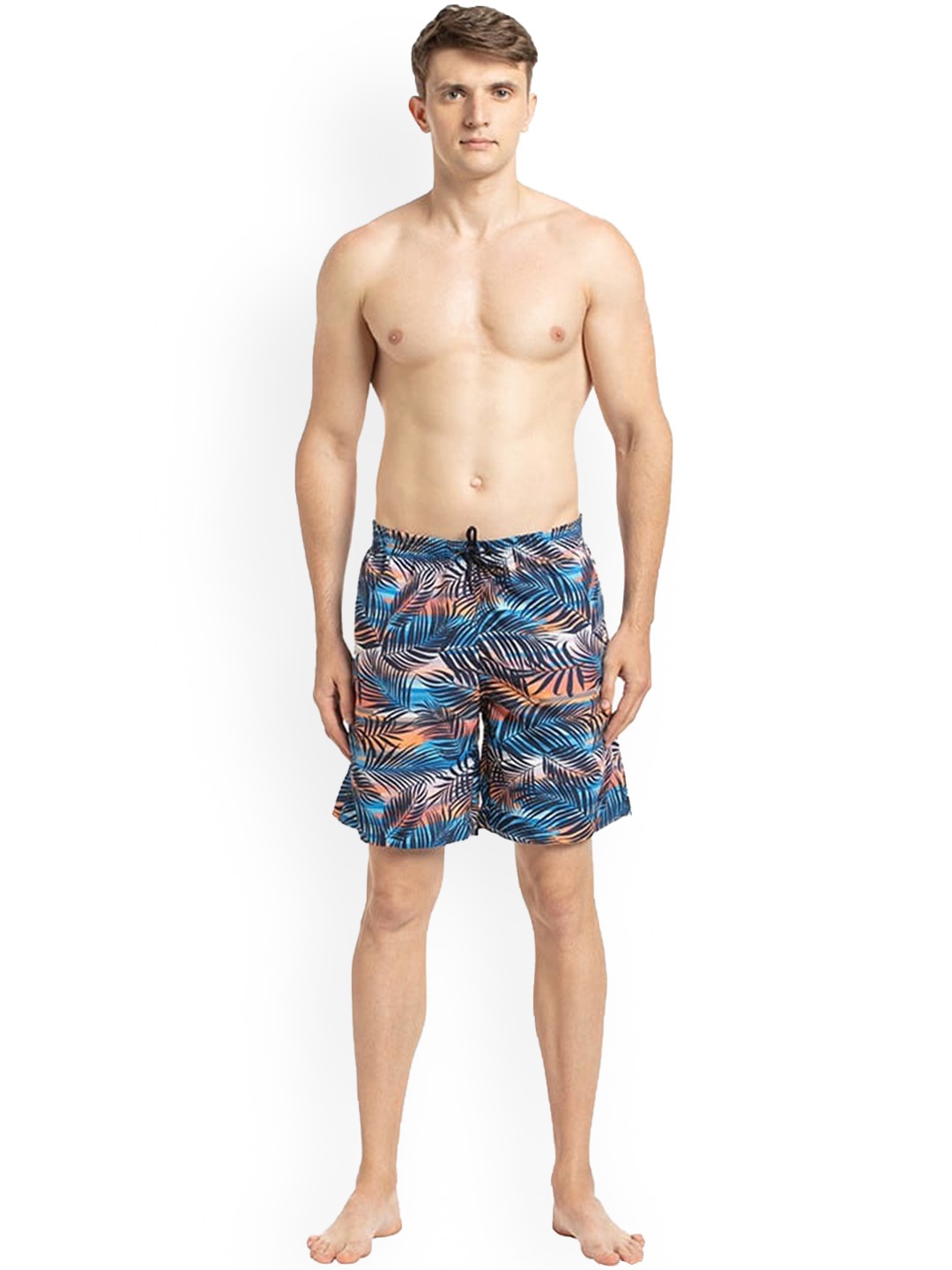 

Speedo Men Blue & Orange Colored Printed Swim Shorts
