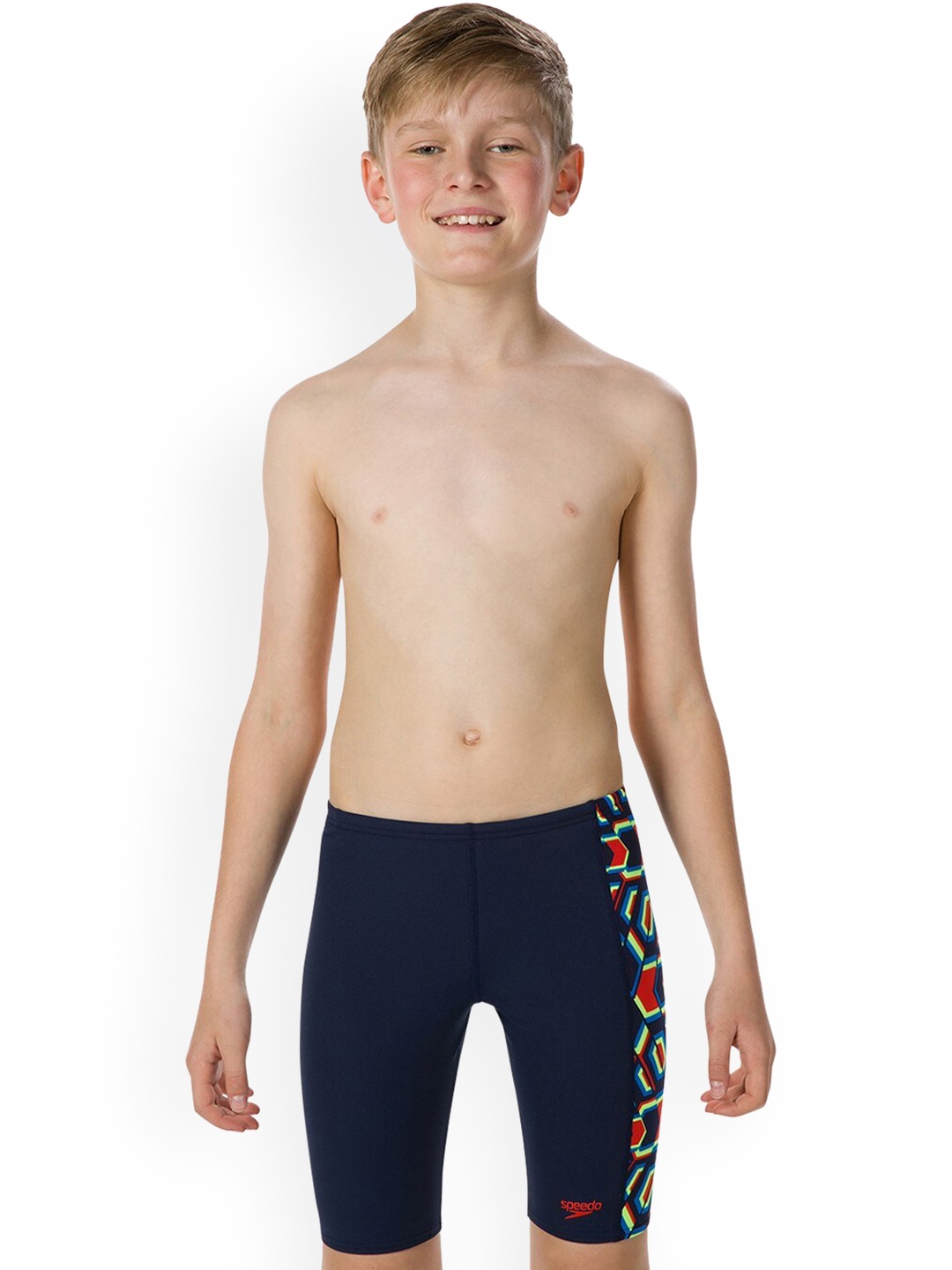 

Speedo Boys Navy Blue Printed Allover Panel Jammer Swim Bottoms