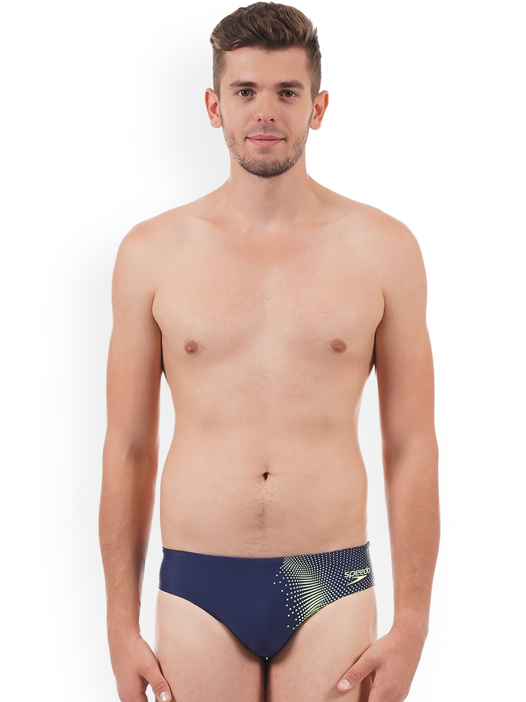

Speedo Men Navy Blue Gala Logo Printed Swim Briefs 809739C831
