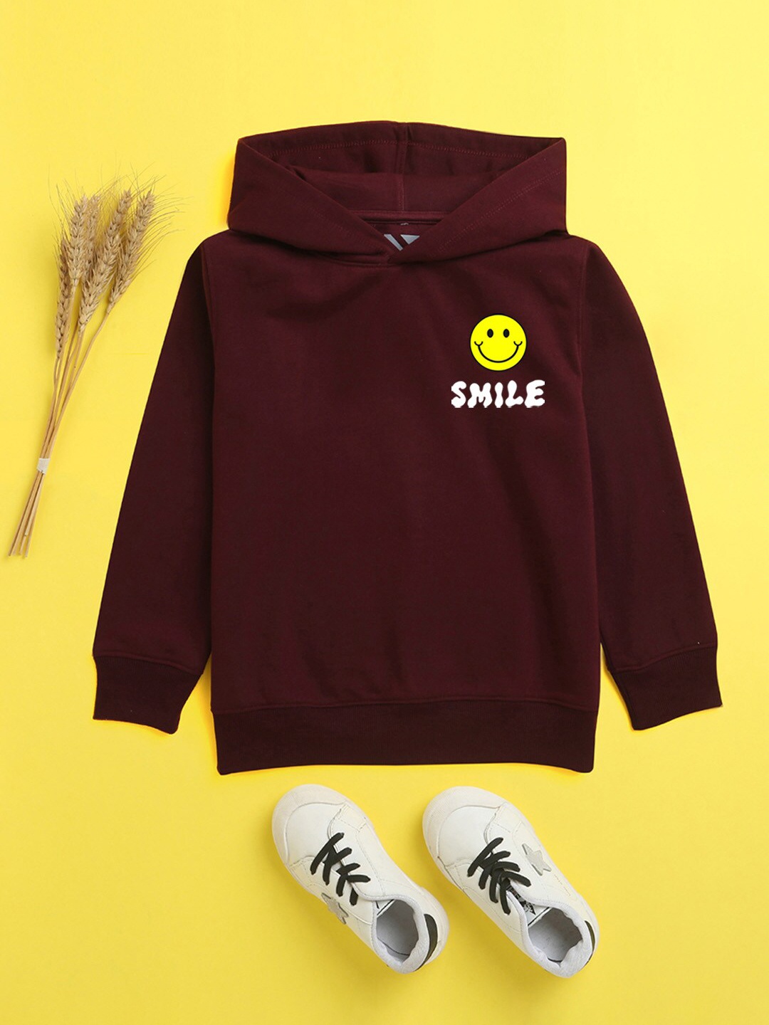 

NUSYL Unisex Kids Burgundy Hooded Sweatshirt