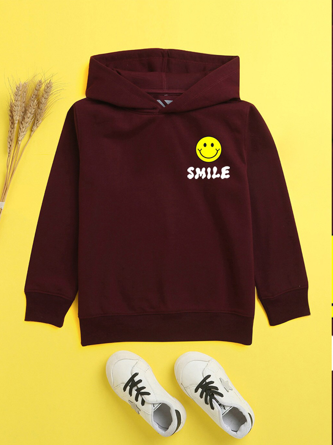 

NUSYL Unisex Kids Burgundy Hooded Sweatshirt