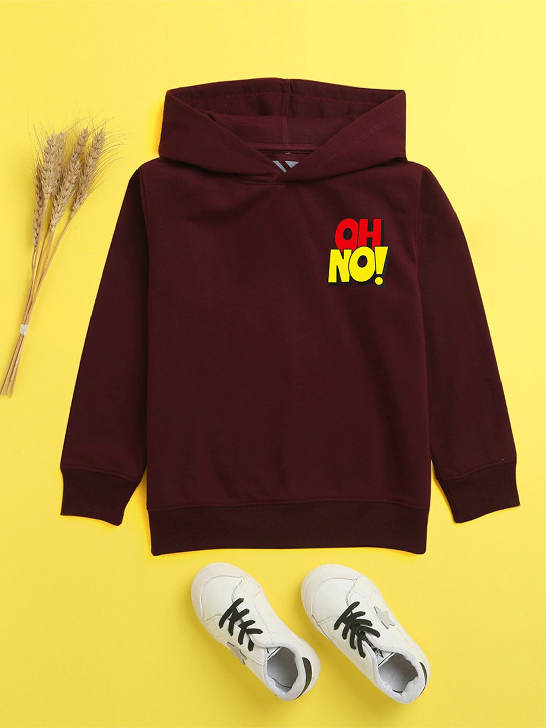 

NUSYL Unisex Kids Burgundy Hooded Sweatshirt