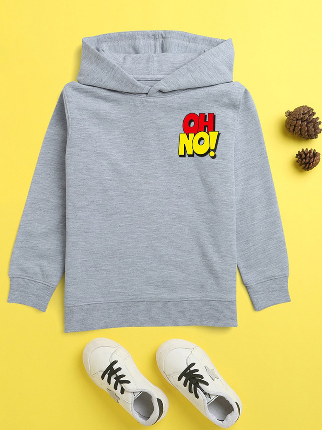 

NUSYL Unisex Kids Grey Hooded Sweatshirt