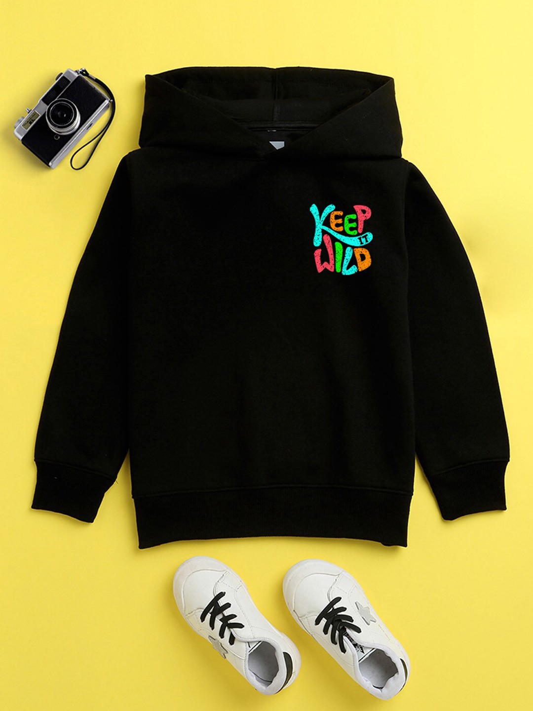 

NUSYL Unisex Kids Black Hooded Sweatshirt