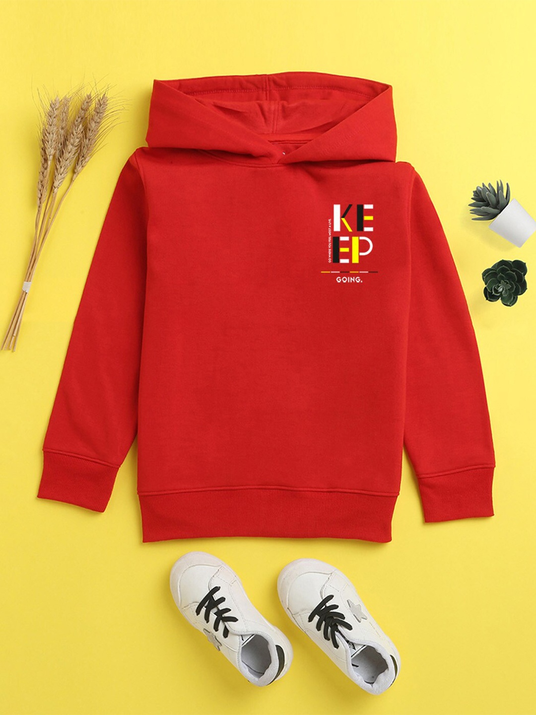 

NUSYL Unisex Kids Red Hooded Sweatshirt