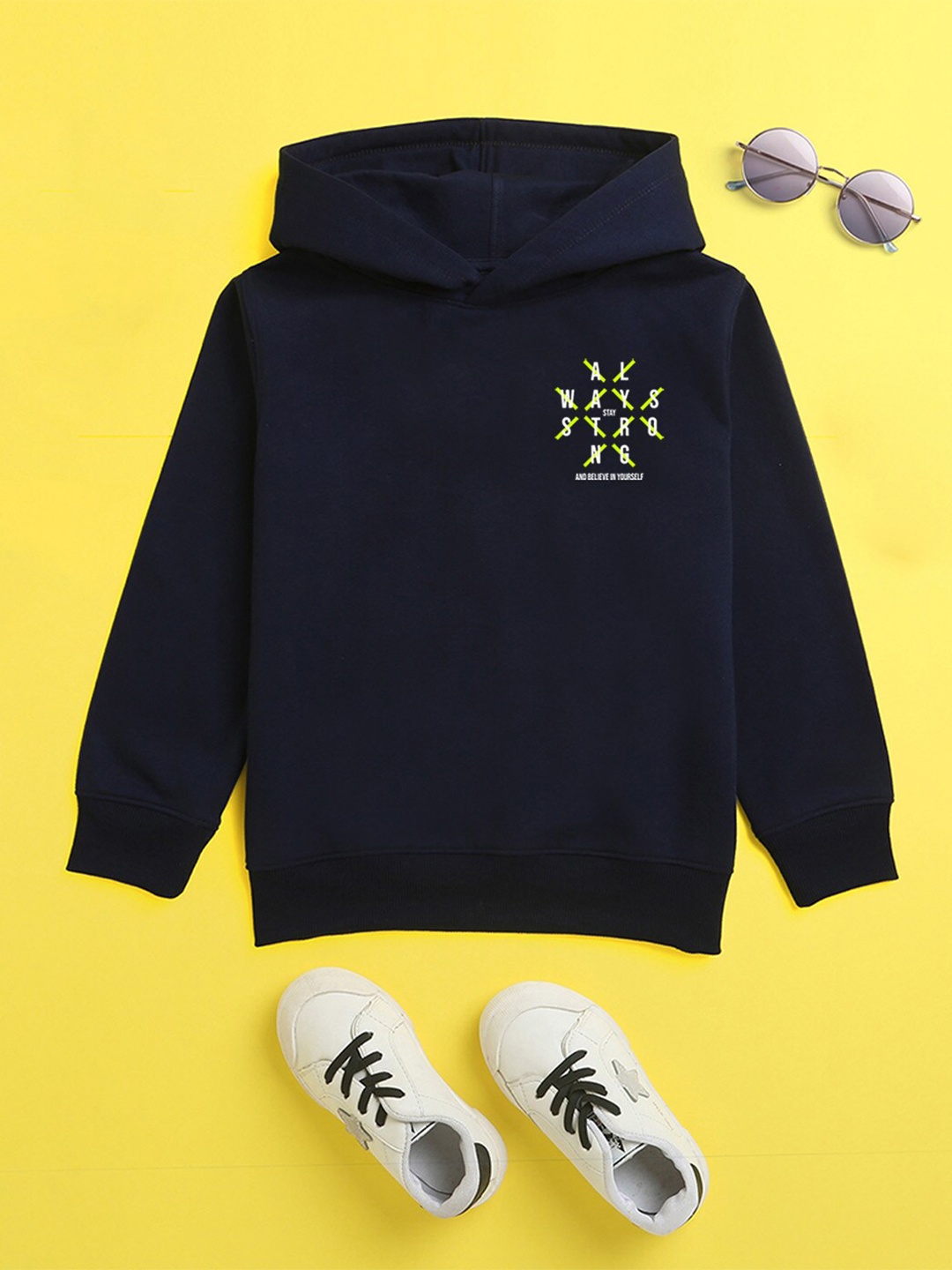 

NUSYL Unisex Kids Navy Blue Hooded Sweatshirt