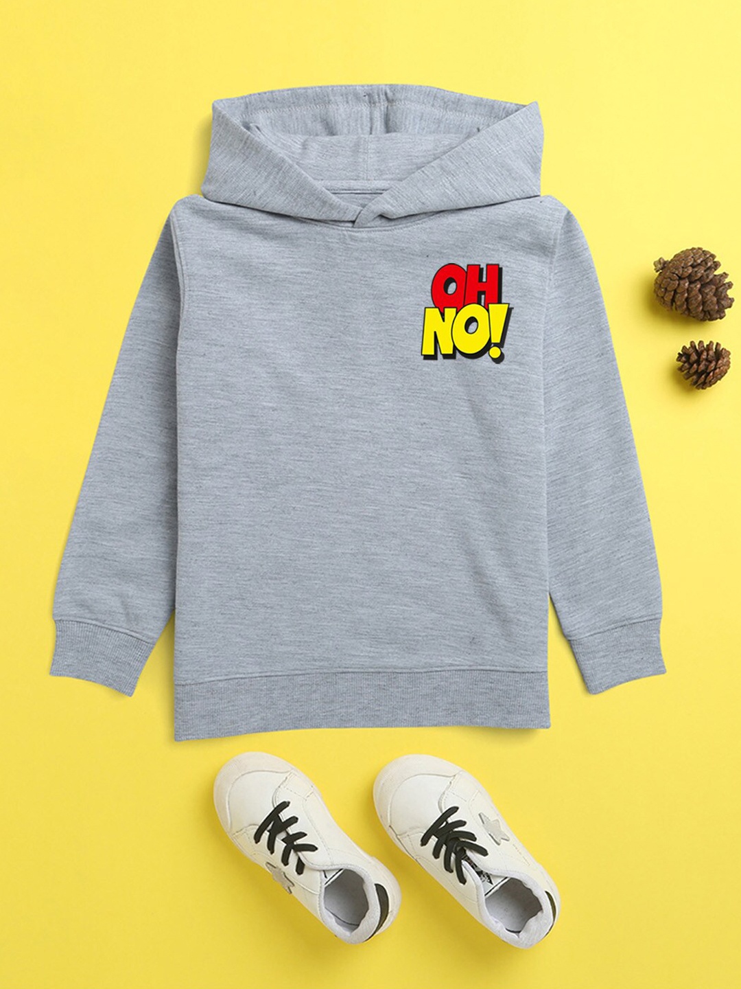 

NUSYL Unisex Kids Grey Hooded Sweatshirt