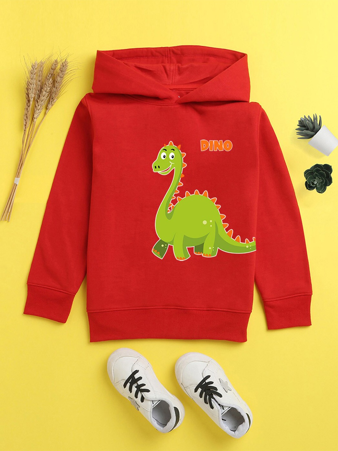 

NUSYL Unisex Kids Red Animal Graphics Hooded Sweatshirt