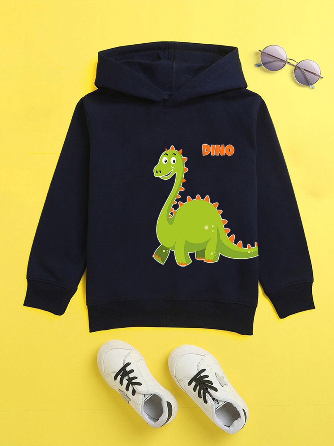 

NUSYL Unisex Kids Navy Blue Hooded Sweatshirt
