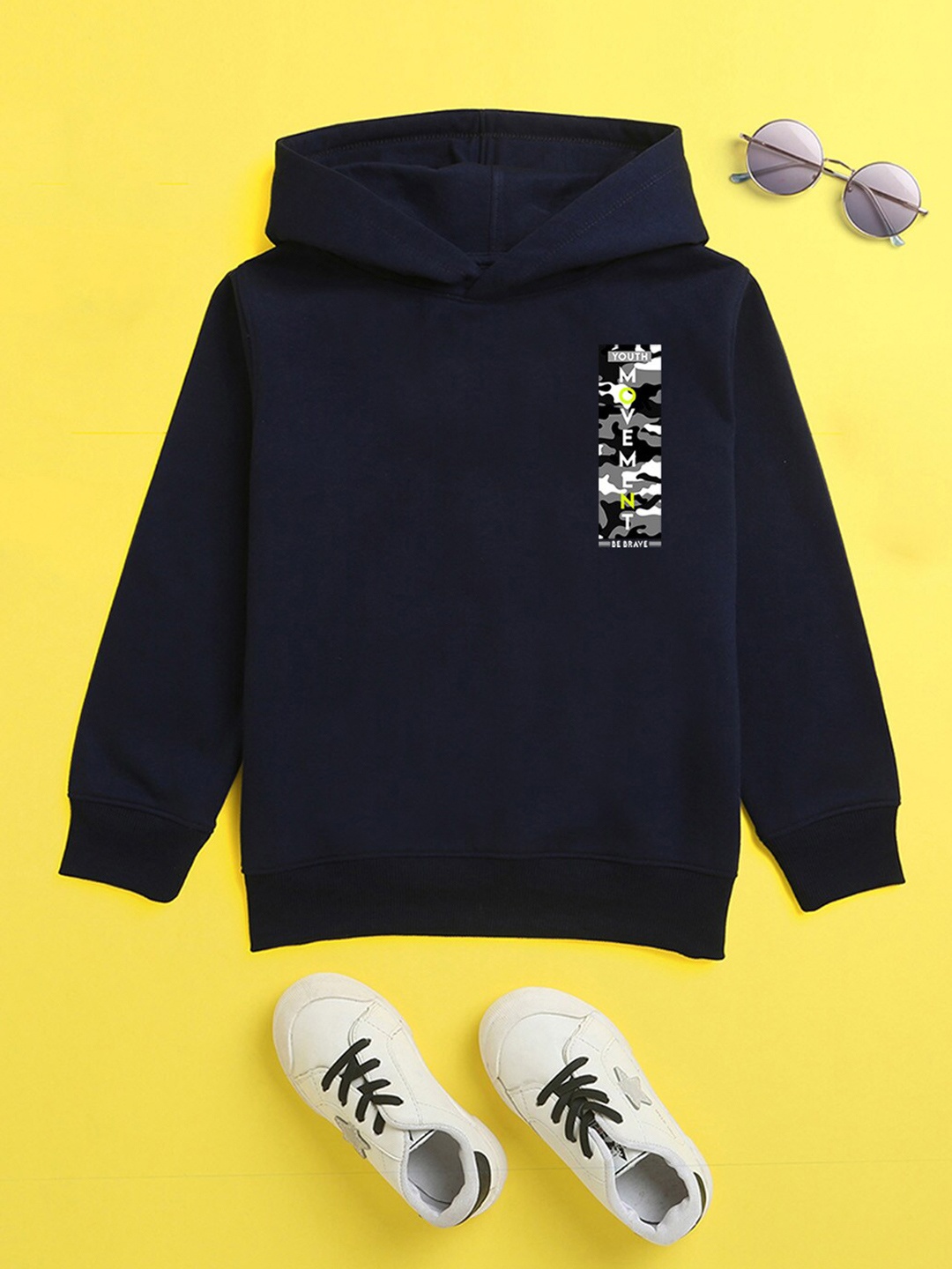 

NUSYL Unisex Kids Navy Blue Hooded Sweatshirt