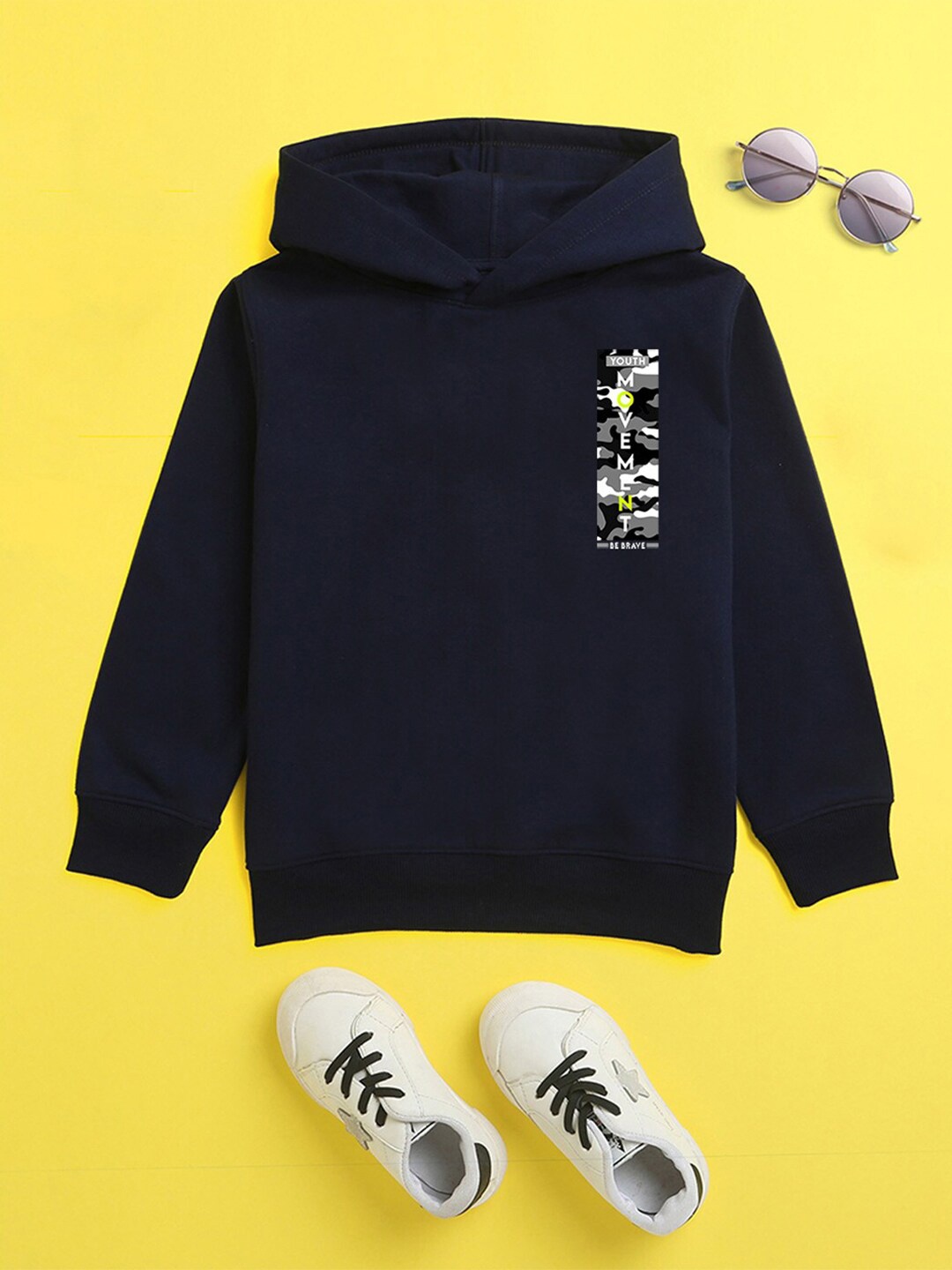 

NUSYL Unisex Kids Printed Hooded Fleece Sweatshirt, Navy blue