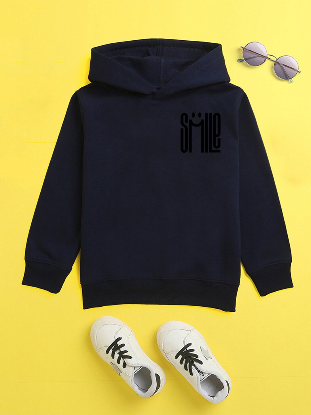 

NUSYL Unisex Kids Printed Hooded Fleece Sweatshirt, Navy blue
