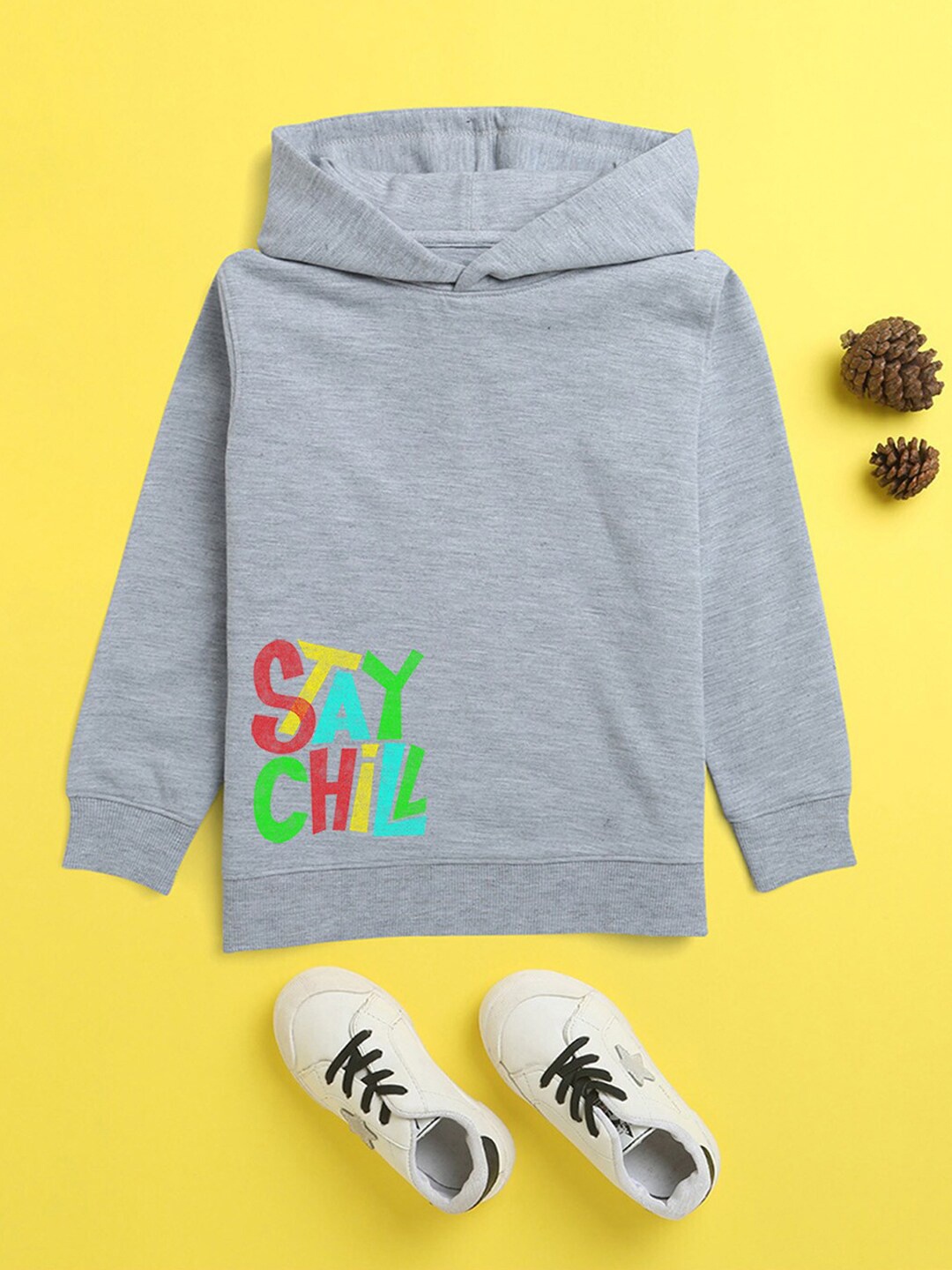 

NUSYL Unisex Kids Printed Hooded Fleece Sweatshirt, Grey
