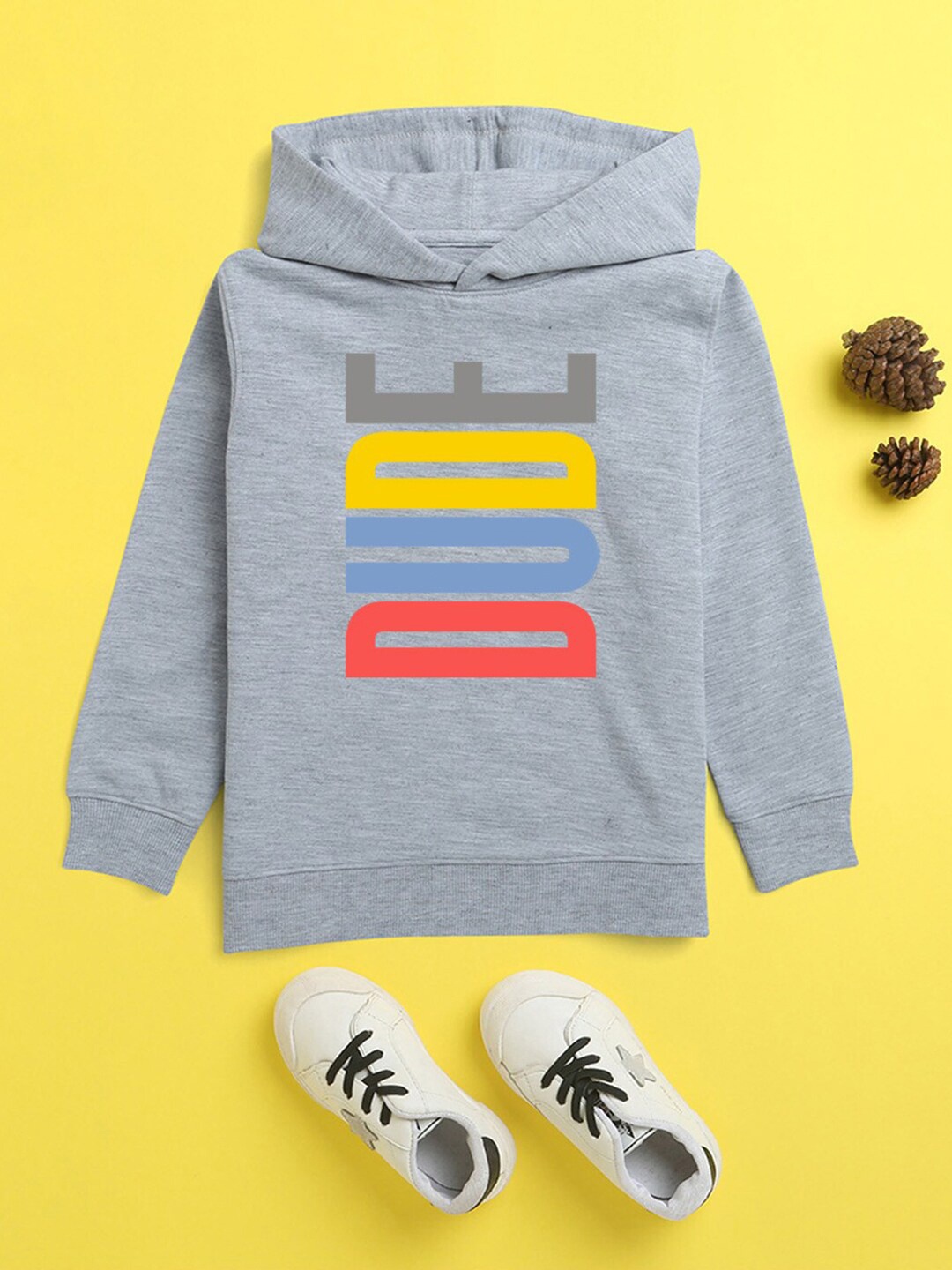 

NUSYL Unisex Kids Printed Hooded Fleece Sweatshirt, Grey