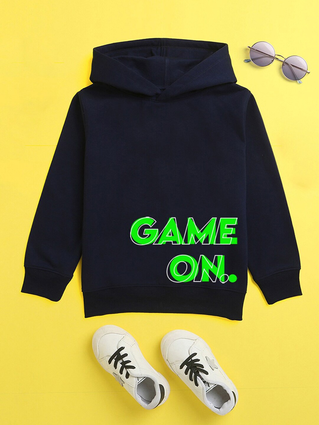 

NUSYL Unisex Kids Printed Hooded Sweatshirt, Navy blue