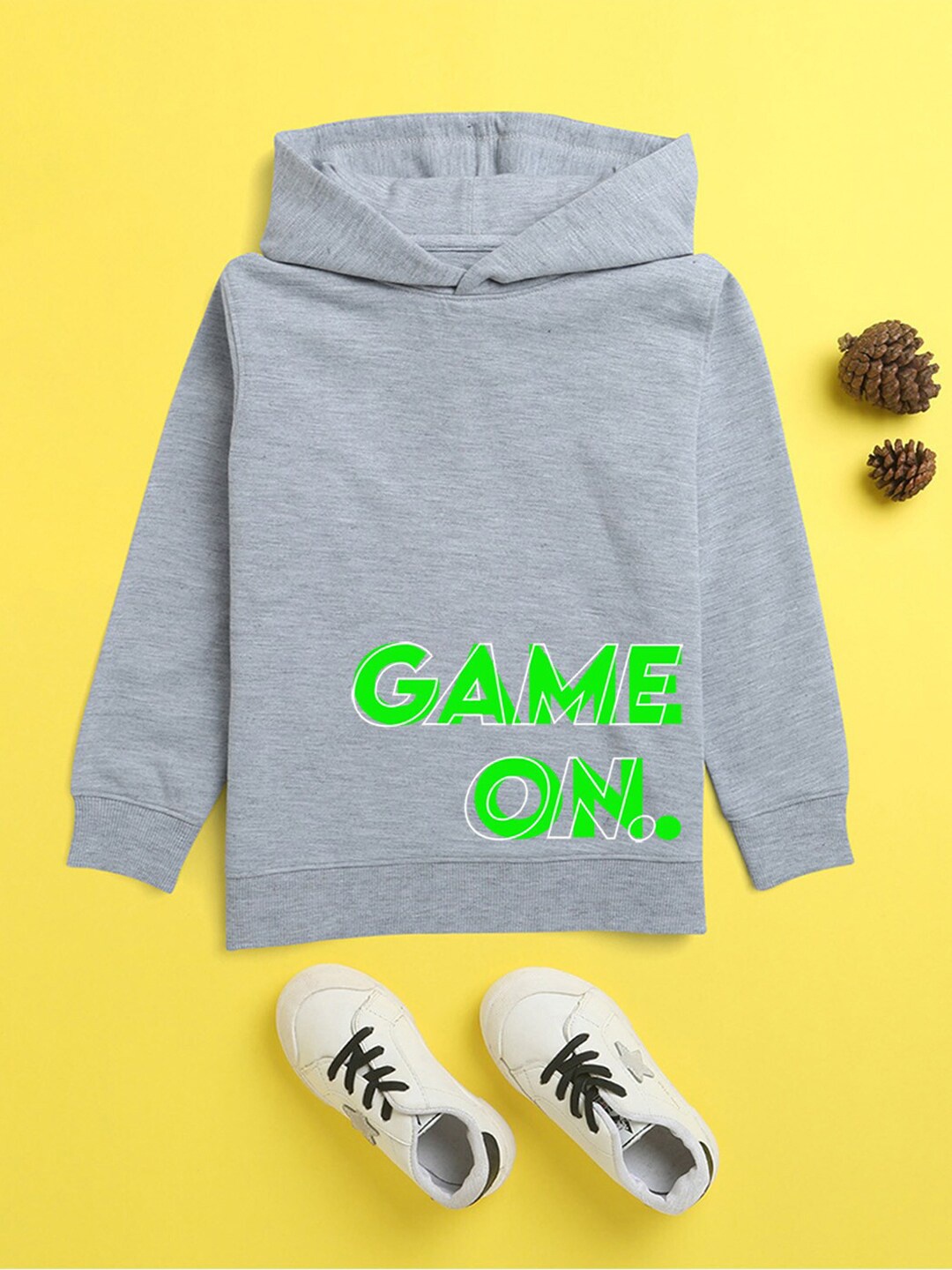 

NUSYL Unisex Kids Printed Hooded Sweatshirt, Grey