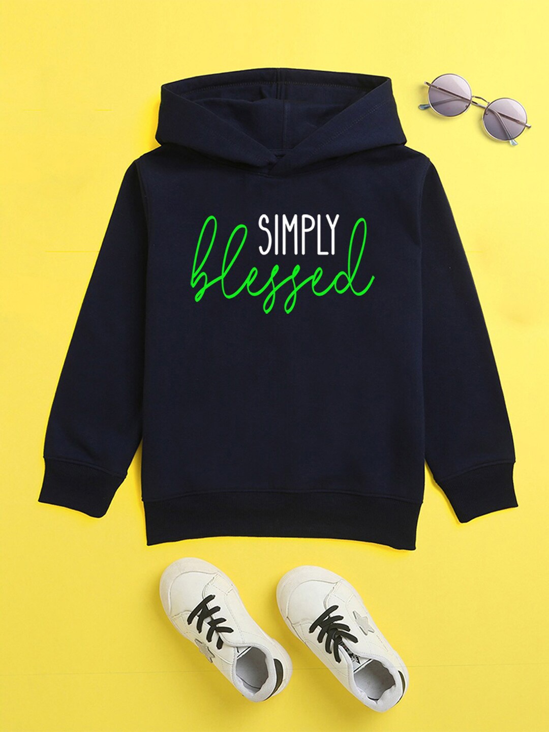 

NUSYL Unisex Kids Printed Hooded Sweatshirt, Navy blue