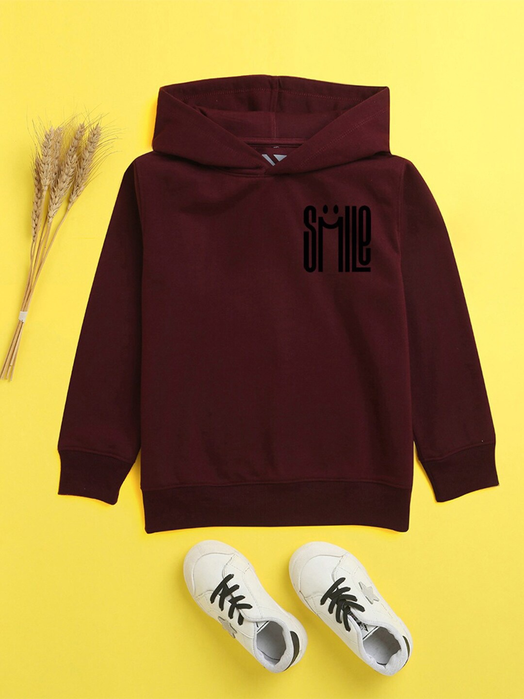 

NUSYL Unisex Kids Burgundy Hooded Sweatshirt