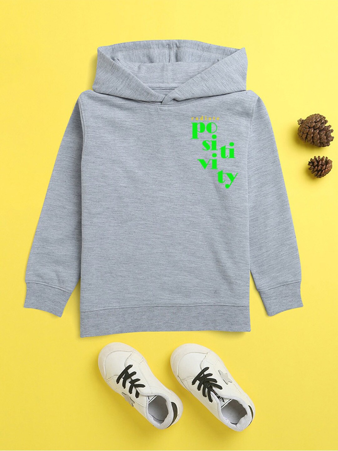 

NUSYL Unisex Kids Printed Hooded Sweatshirt, Grey