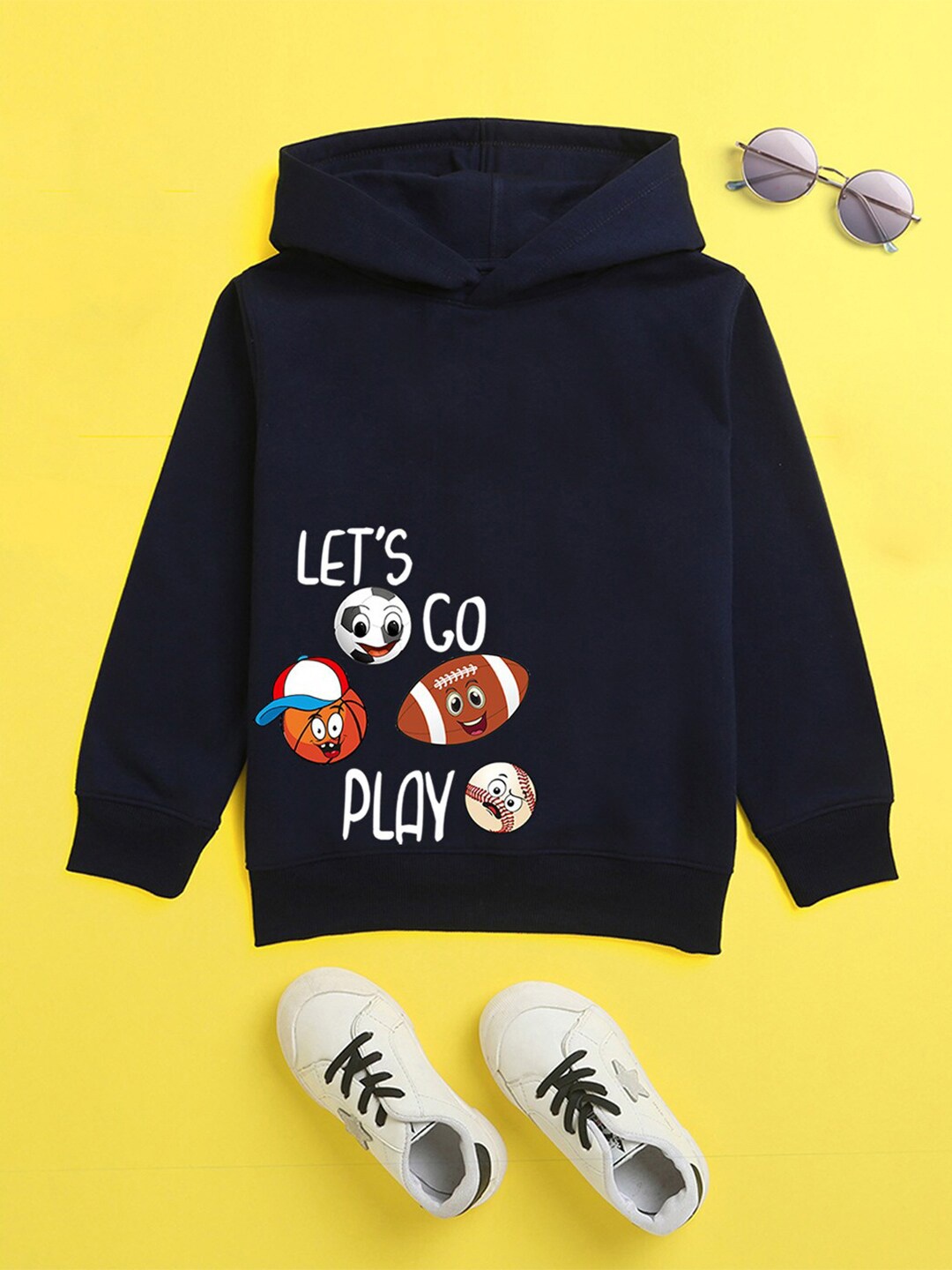 

NUSYL Unisex Kids Printed Hooded Sweatshirt, Navy blue