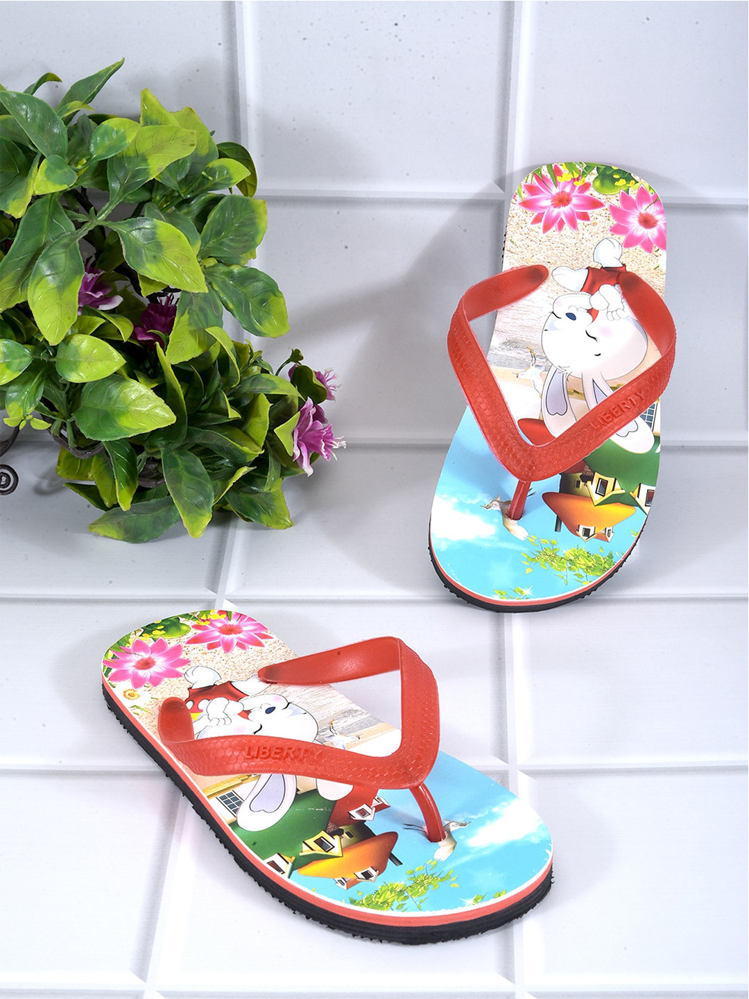 

Liberty Boys Printed Thong Flip-Flops, Red