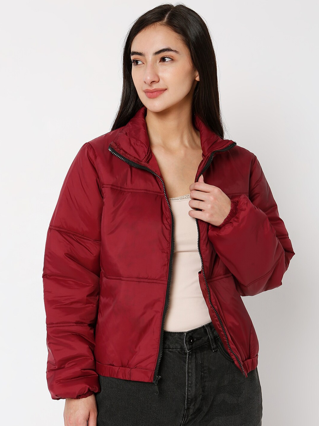 

Vero Moda Women Maroon Padded Jacket