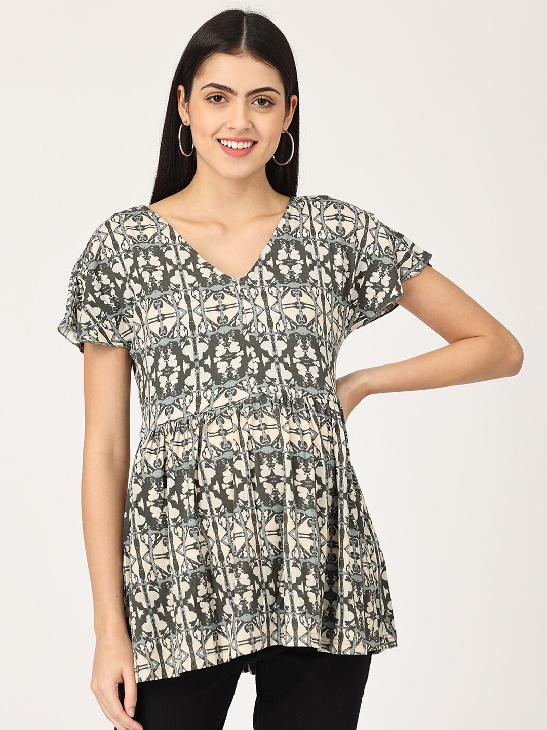 

The Mom Store Women Maternity Multicoloured Print Pure cotton Top, Multi